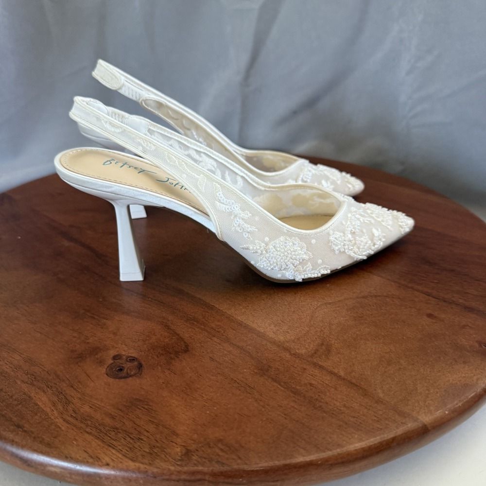 Betsey Johnson White Lace Heels
